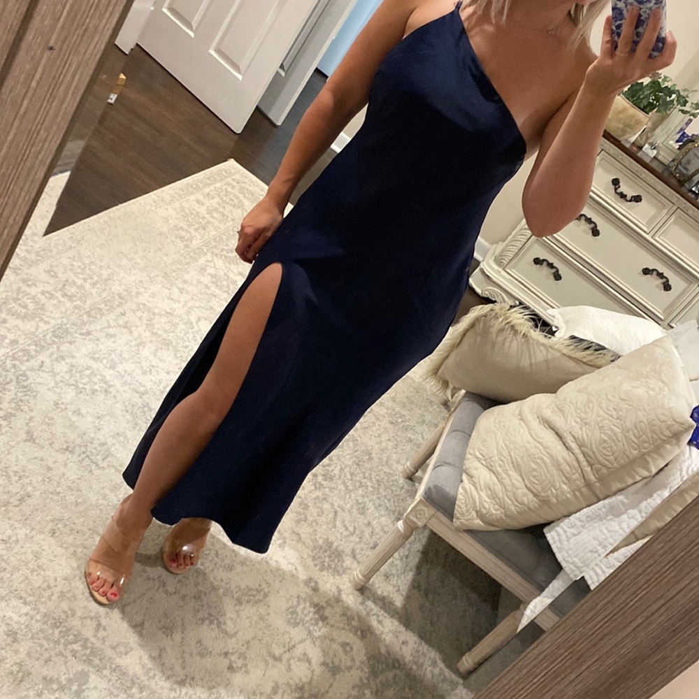 Asos navy satin dress